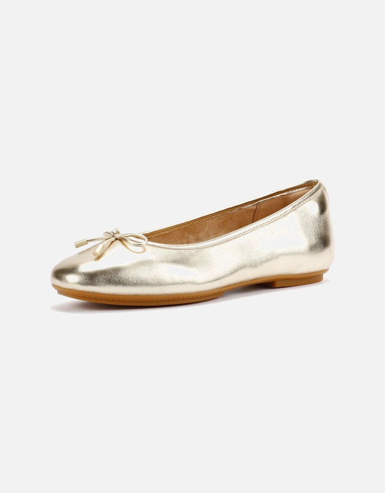 Delicato Metallic Leather Women's Platino Ballet Flats