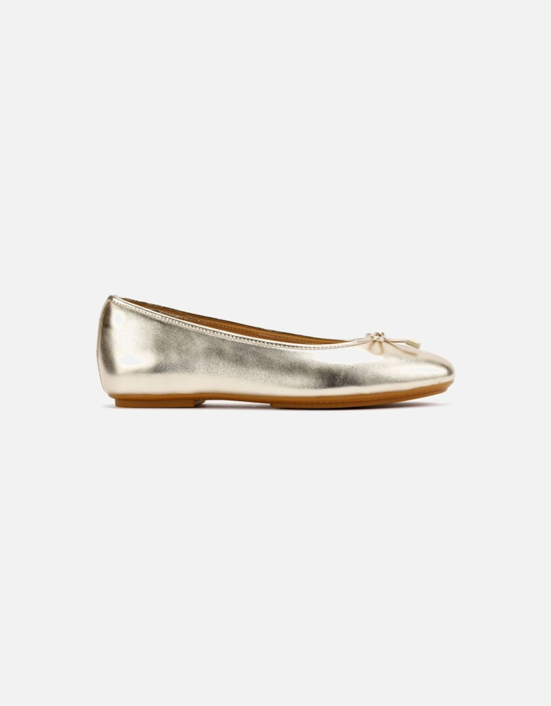 Delicato Metallic Leather Women's Platino Ballet Flats