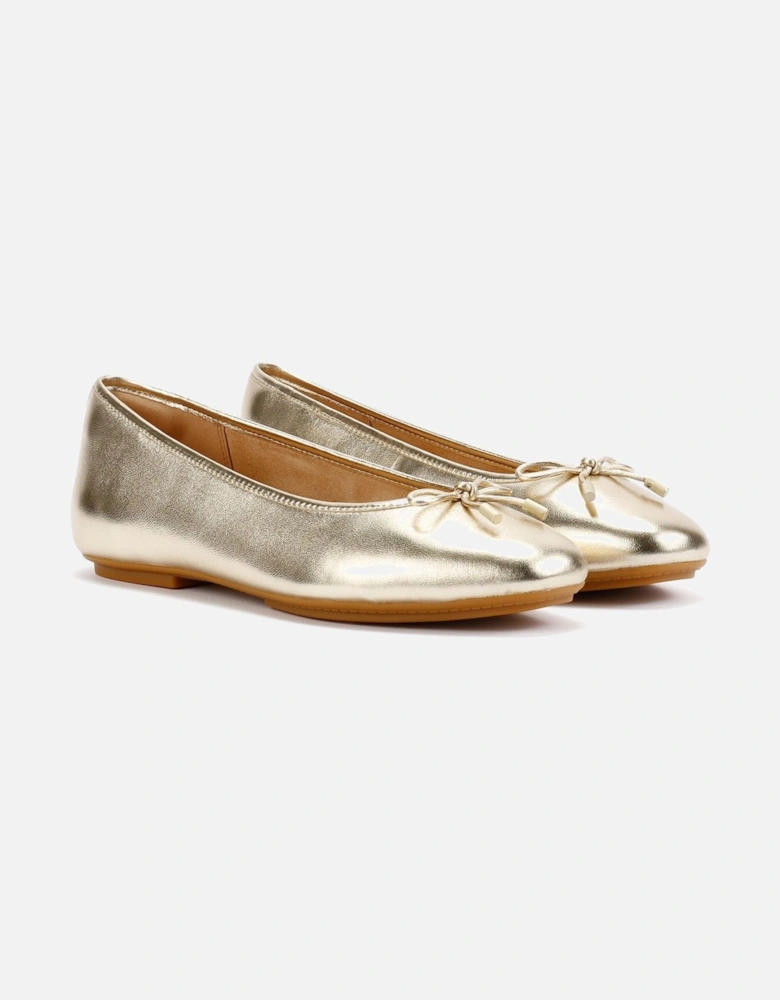 Delicato Metallic Leather Women's Platino Ballet Flats