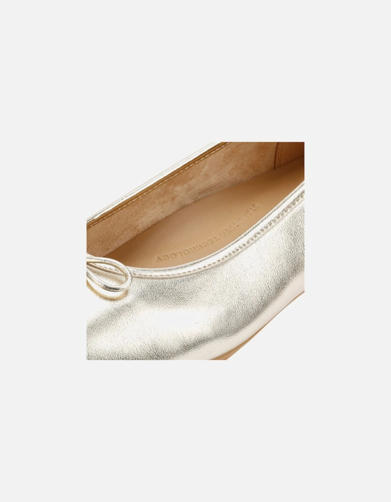 Delicato Metallic Leather Women's Platino Ballet Flats
