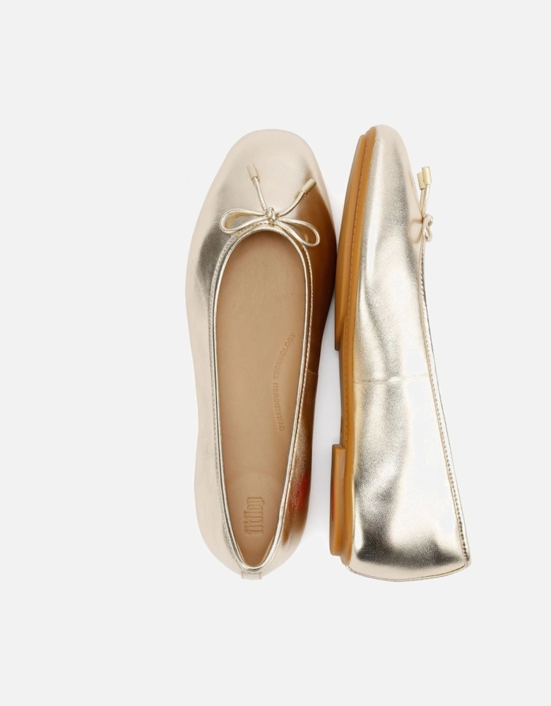 Delicato Metallic Leather Women's Platino Ballet Flats