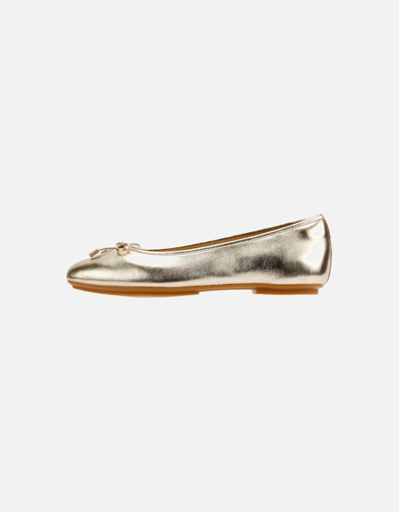 Delicato Metallic Leather Women's Platino Ballet Flats