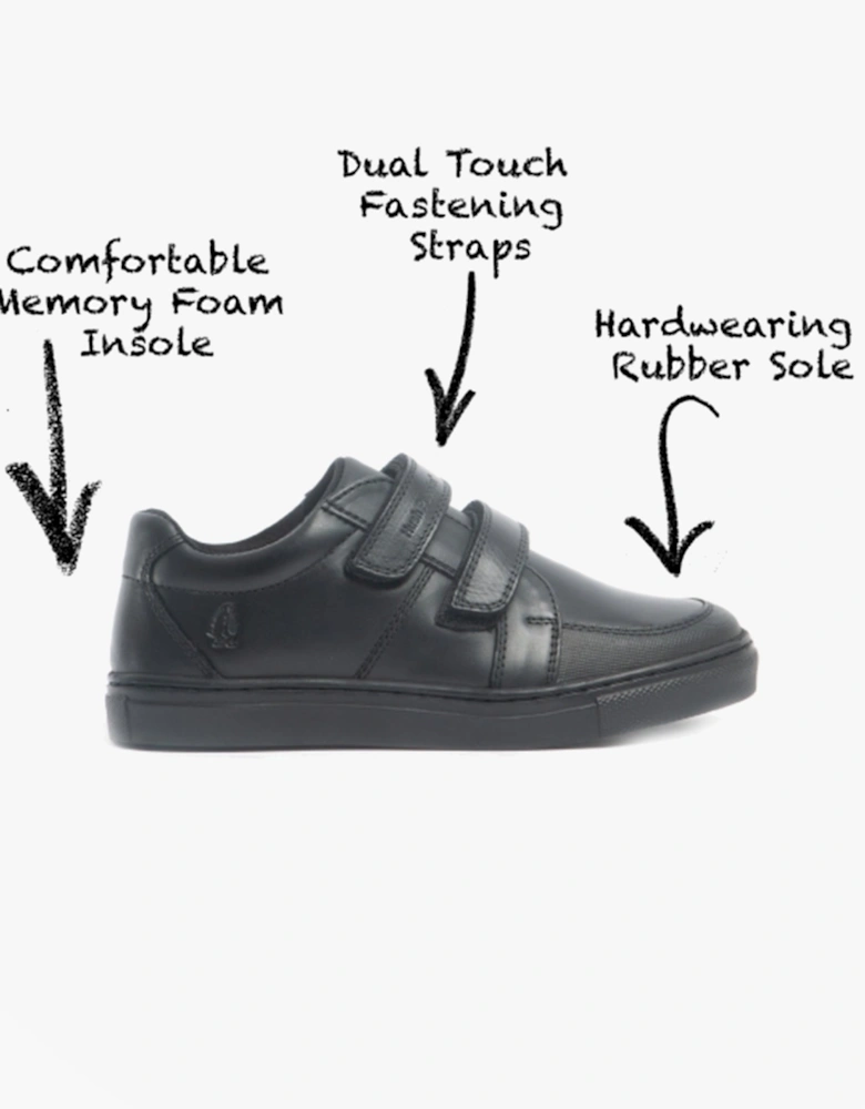 SANTOS Boys Leather School Shoes Black