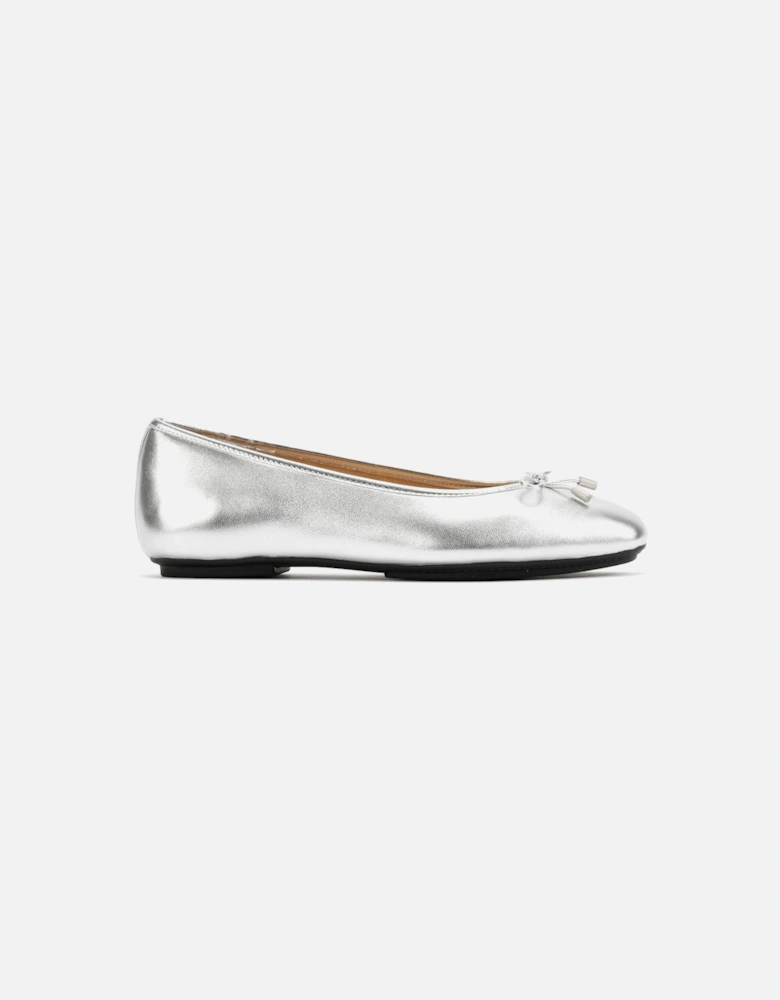 Delicato Metallic Leather Women's Silver Ballet Flats