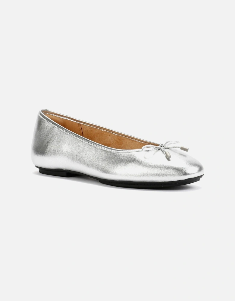 Delicato Metallic Leather Women's Silver Ballet Flats