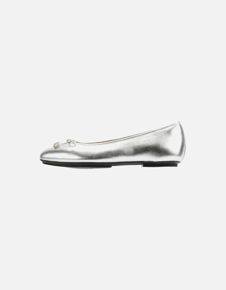 Delicato Metallic Leather Women's Silver Ballet Flats
