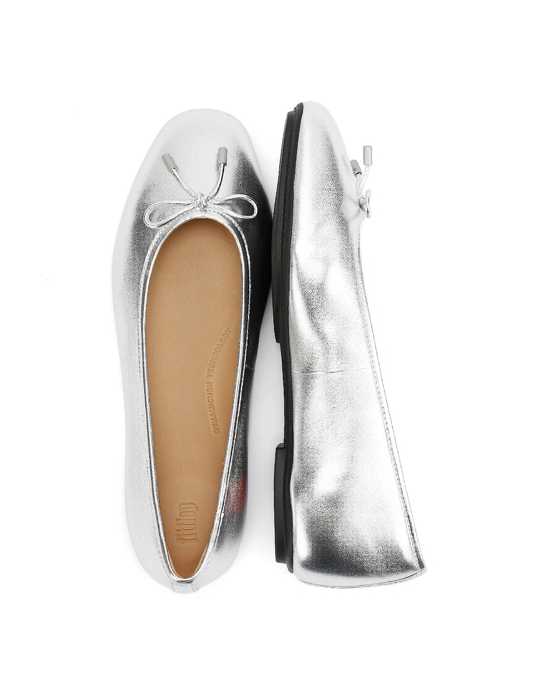 Delicato Metallic Leather Women's Silver Ballet Flats