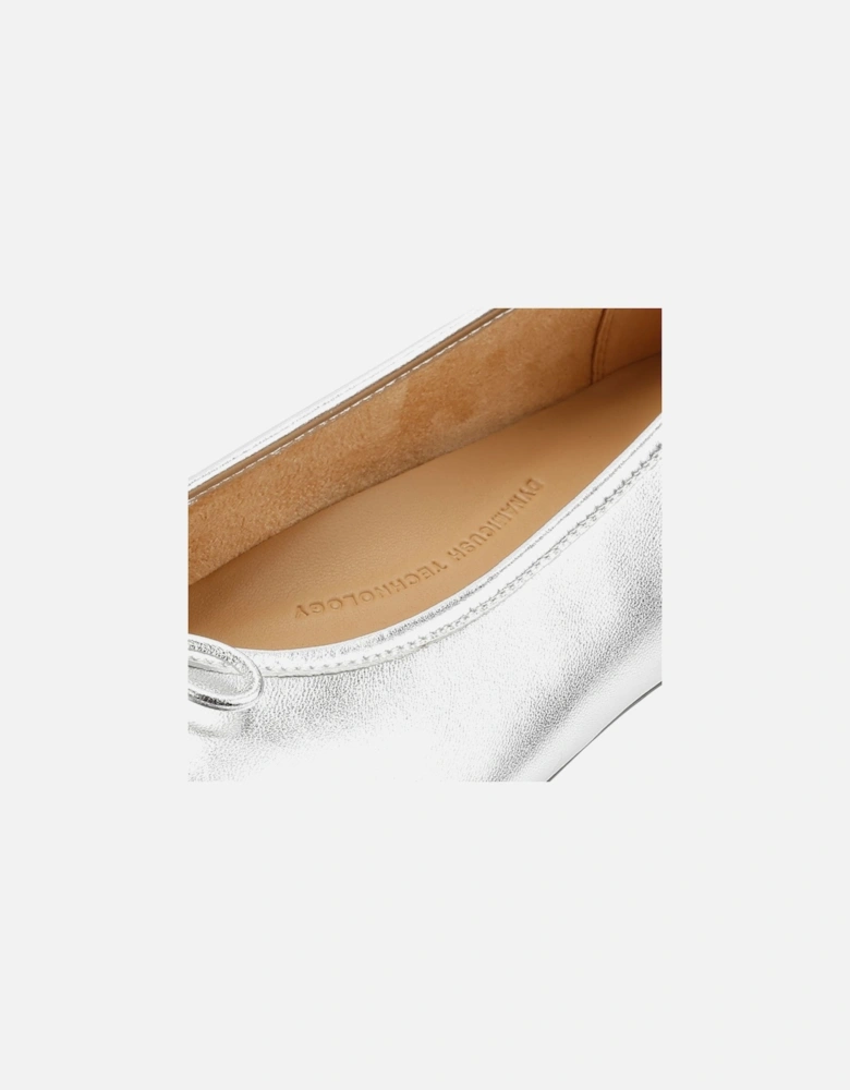 Delicato Metallic Leather Women's Silver Ballet Flats
