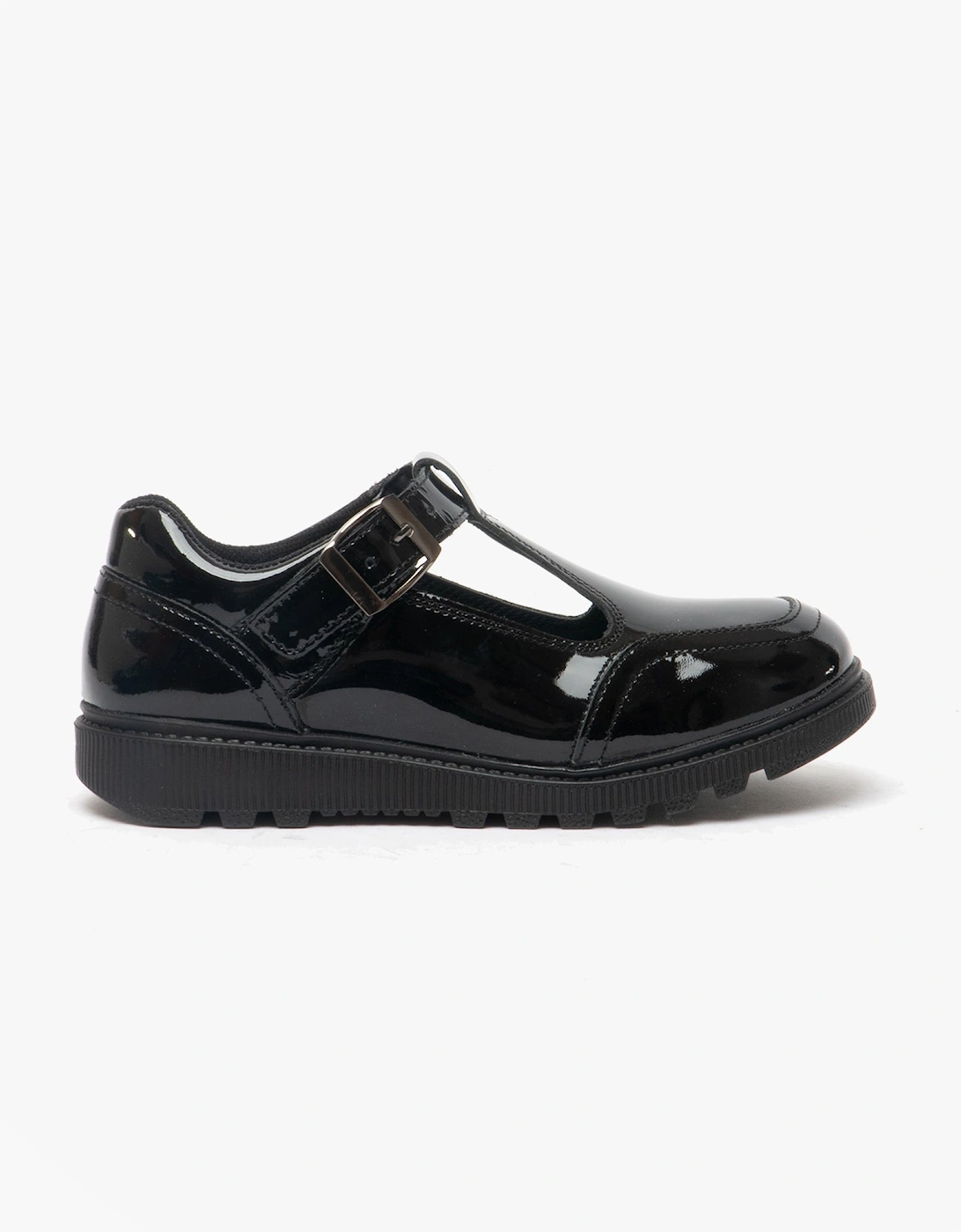 KERRY Girls Leather Buckle School Shoes Patent Black, 7 of 6