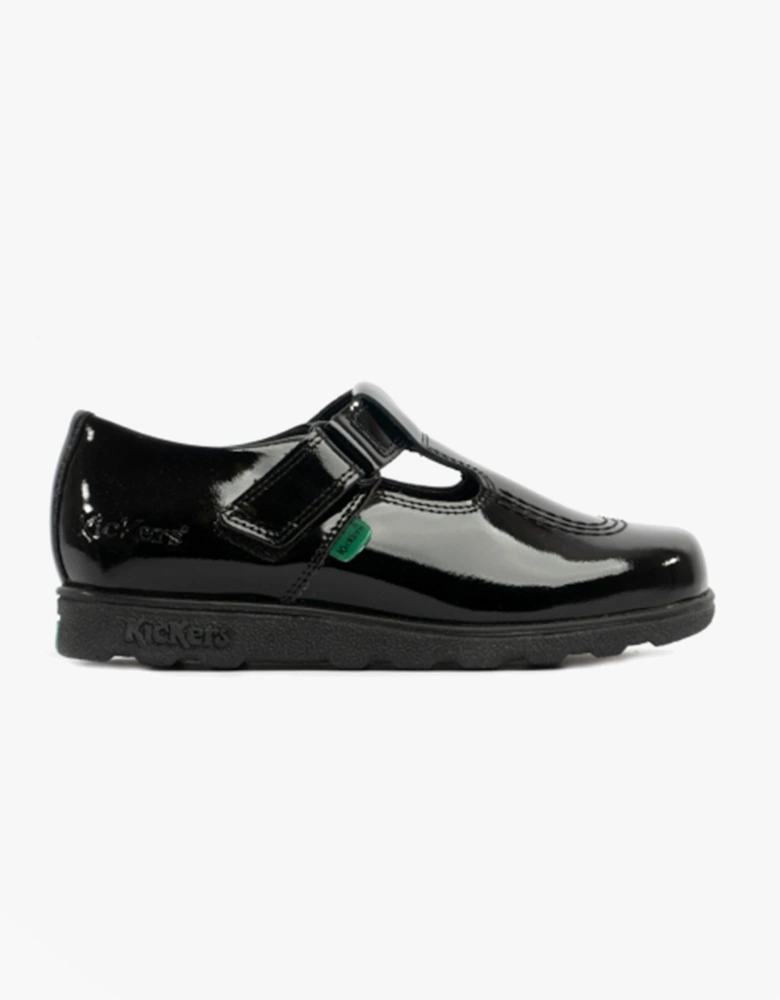 115176 FRAGMA T-BAR Girls School Shoes Patent Black