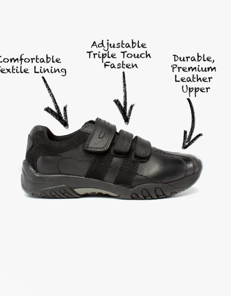 SEB Boys Leather School Shoes Black