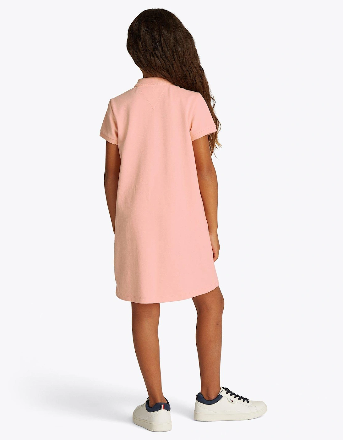 Girls Essential Short Sleeve Polo Dress - Coral Ice