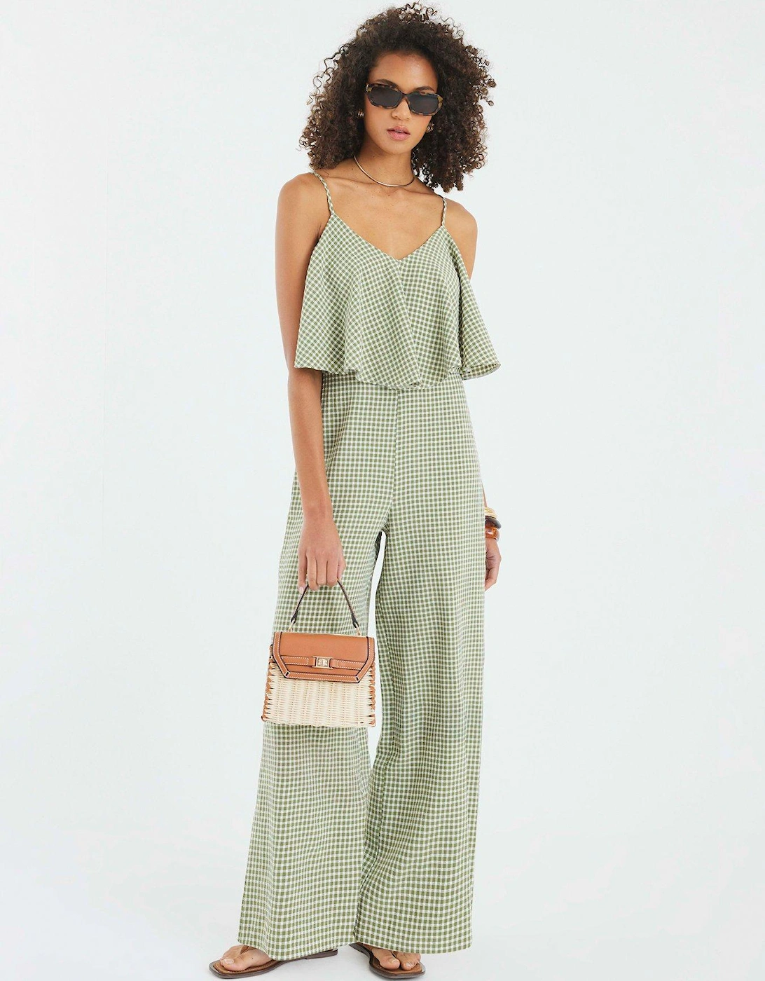Gingham Double Layer Wide Leg Jumpsuit, 2 of 1