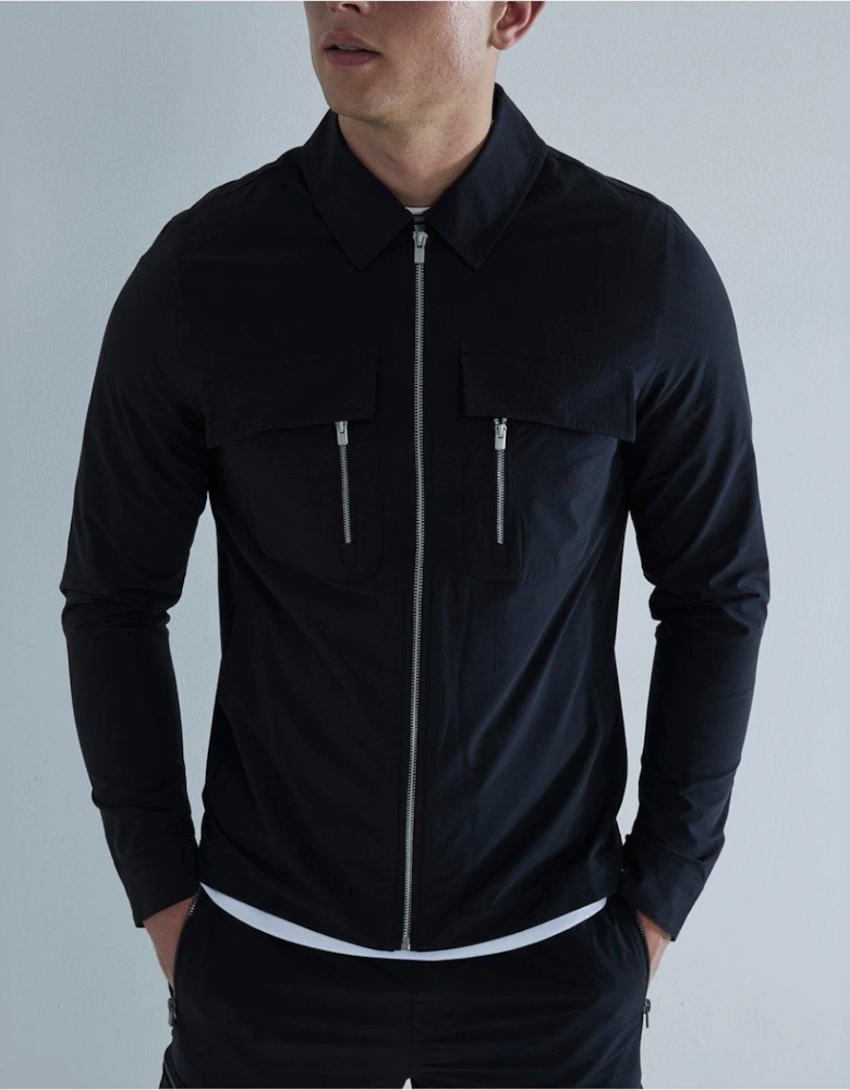 Utility Tech Pocket Shacket - Black