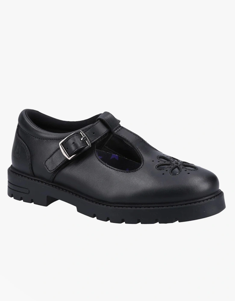 FIONA Girls Leather School Shoes Black
