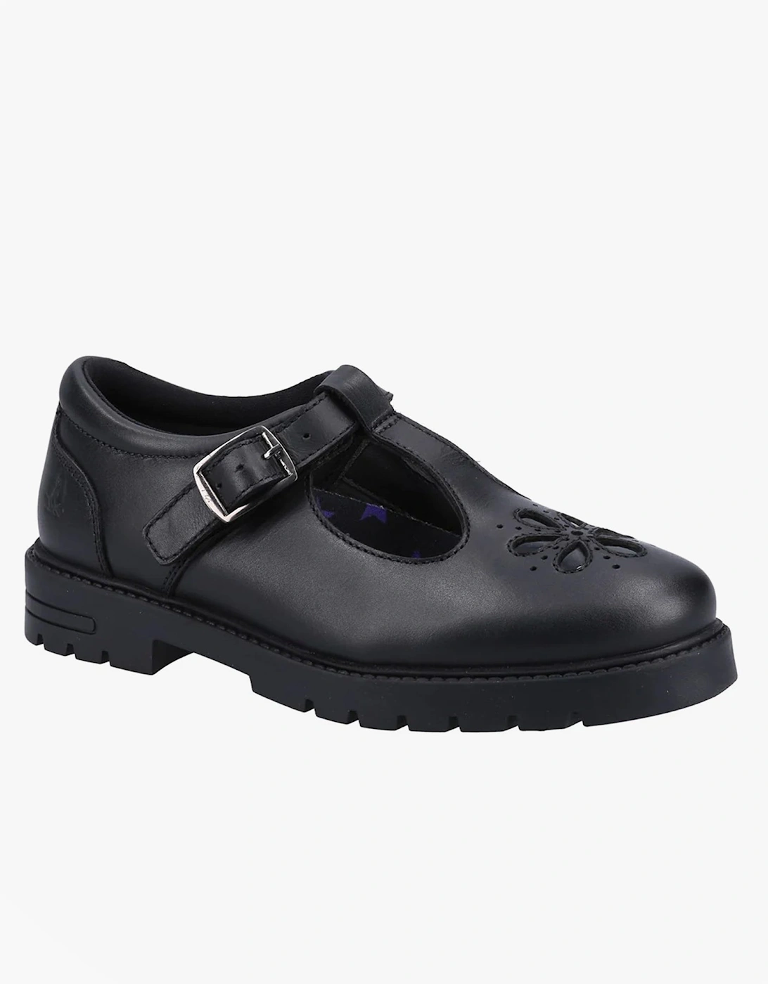 FIONA Girls Leather School Shoes Black, 6 of 5