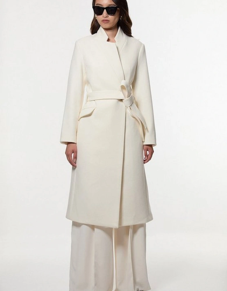 Wool Investment Notch Neck Tailored Midi Coat