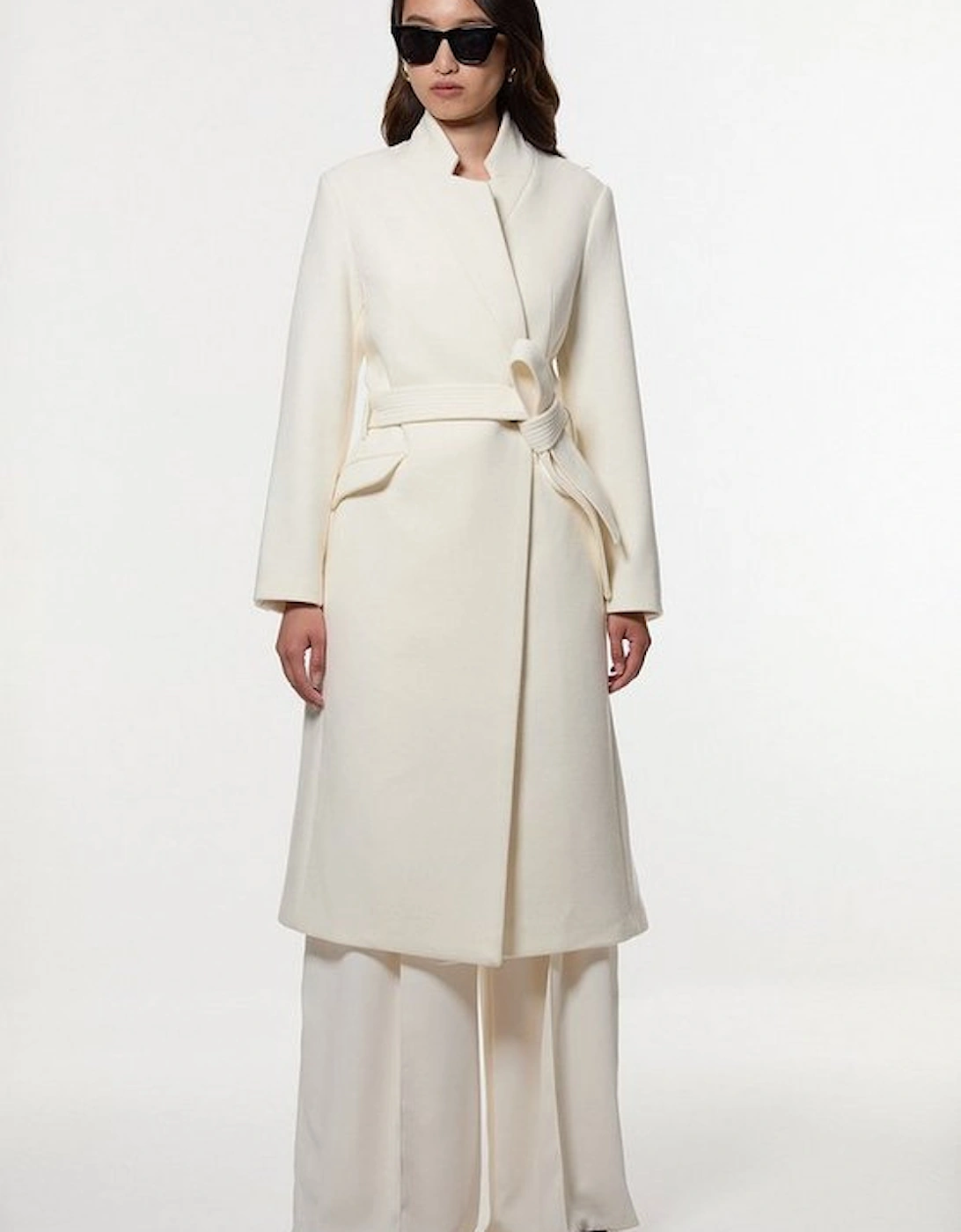Wool Investment Notch Neck Tailored Midi Coat