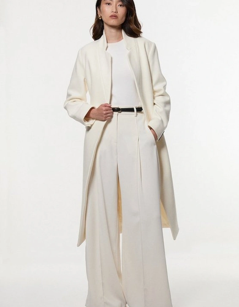 Wool Investment Notch Neck Tailored Midi Coat