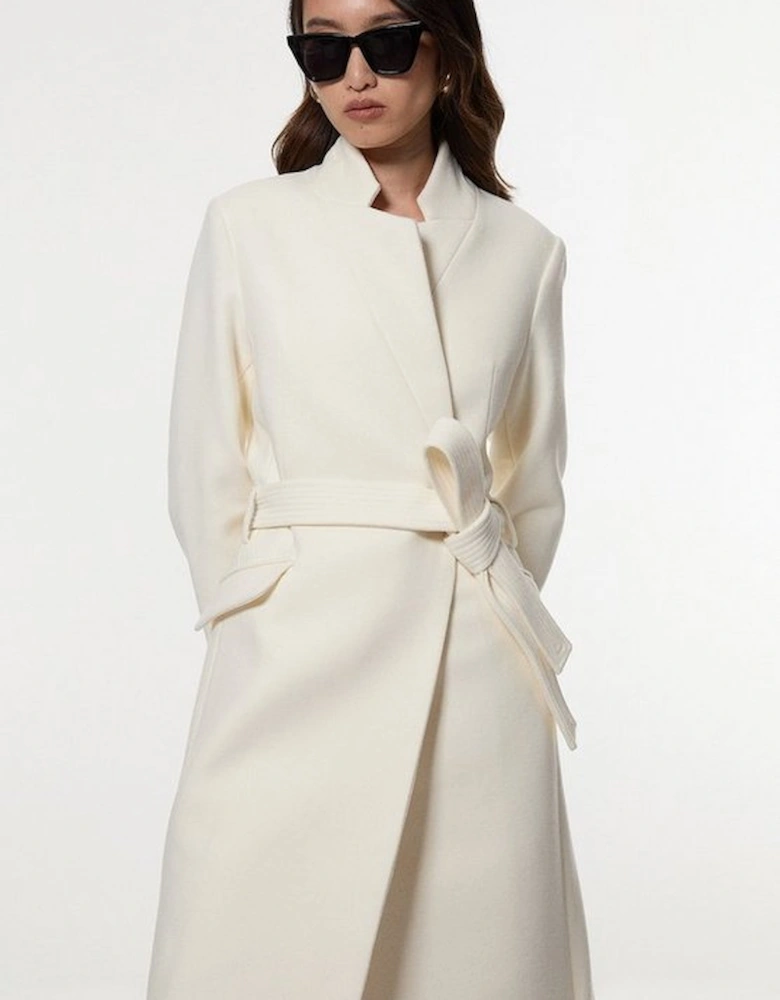 Wool Investment Notch Neck Tailored Midi Coat