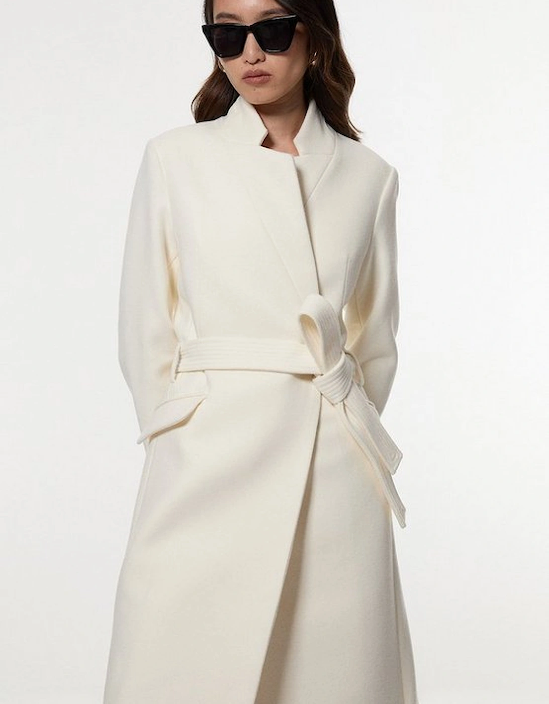 Wool Investment Notch Neck Tailored Midi Coat
