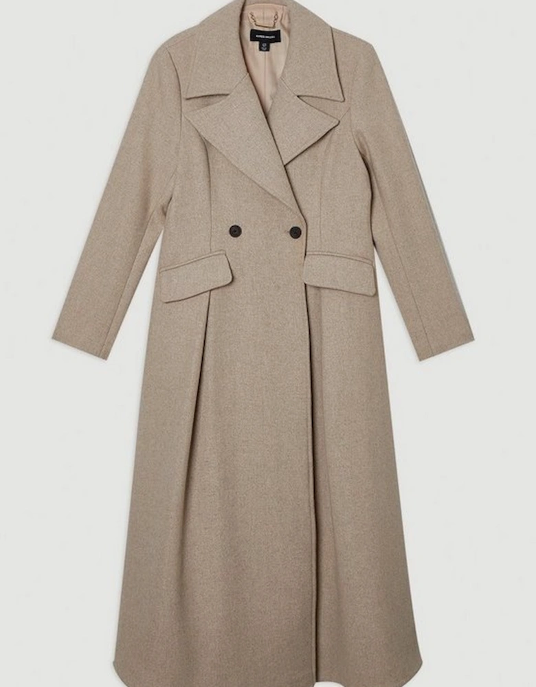 Wool Tailored Flared Skirt Midi Coat