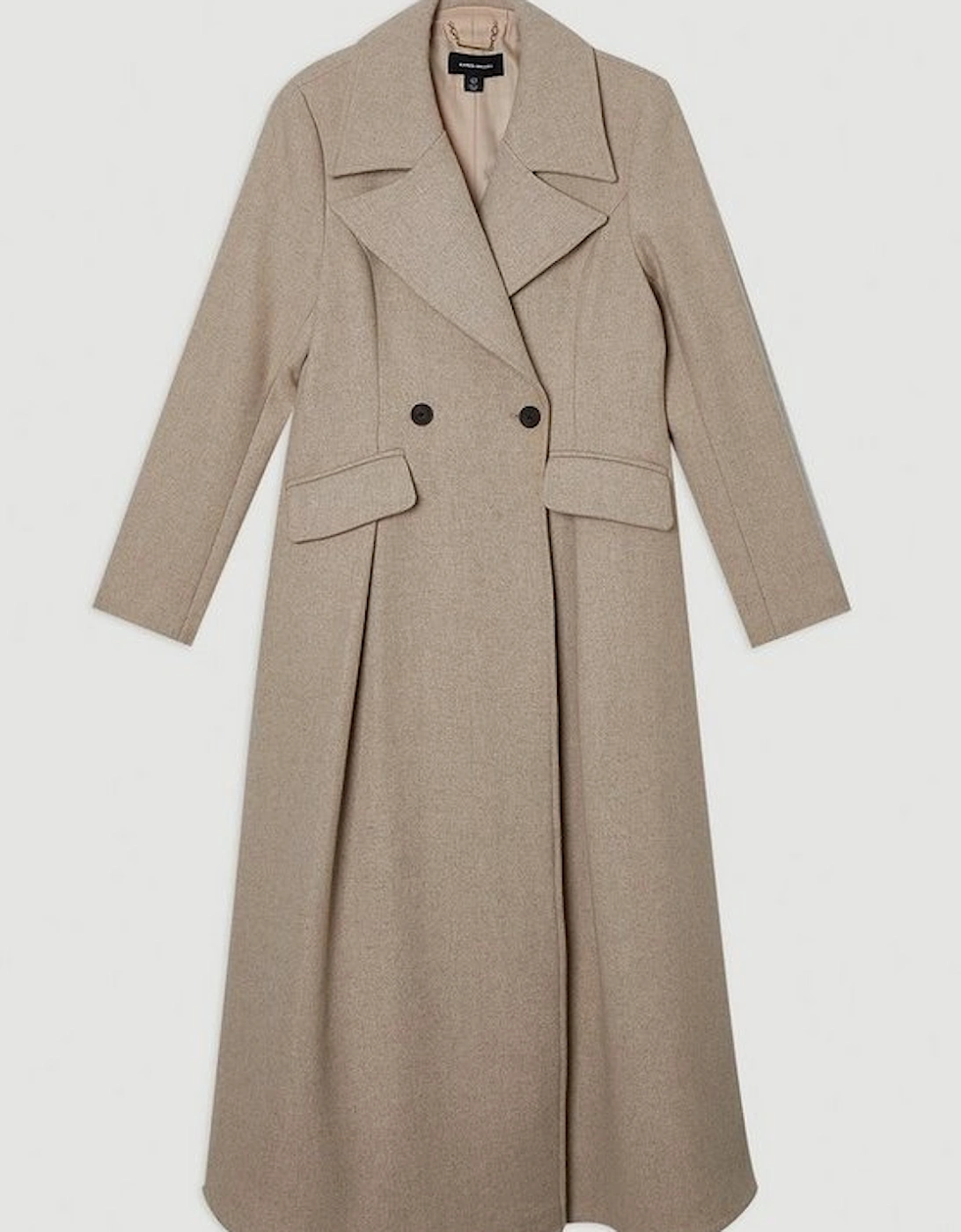 Wool Tailored Flared Skirt Midi Coat