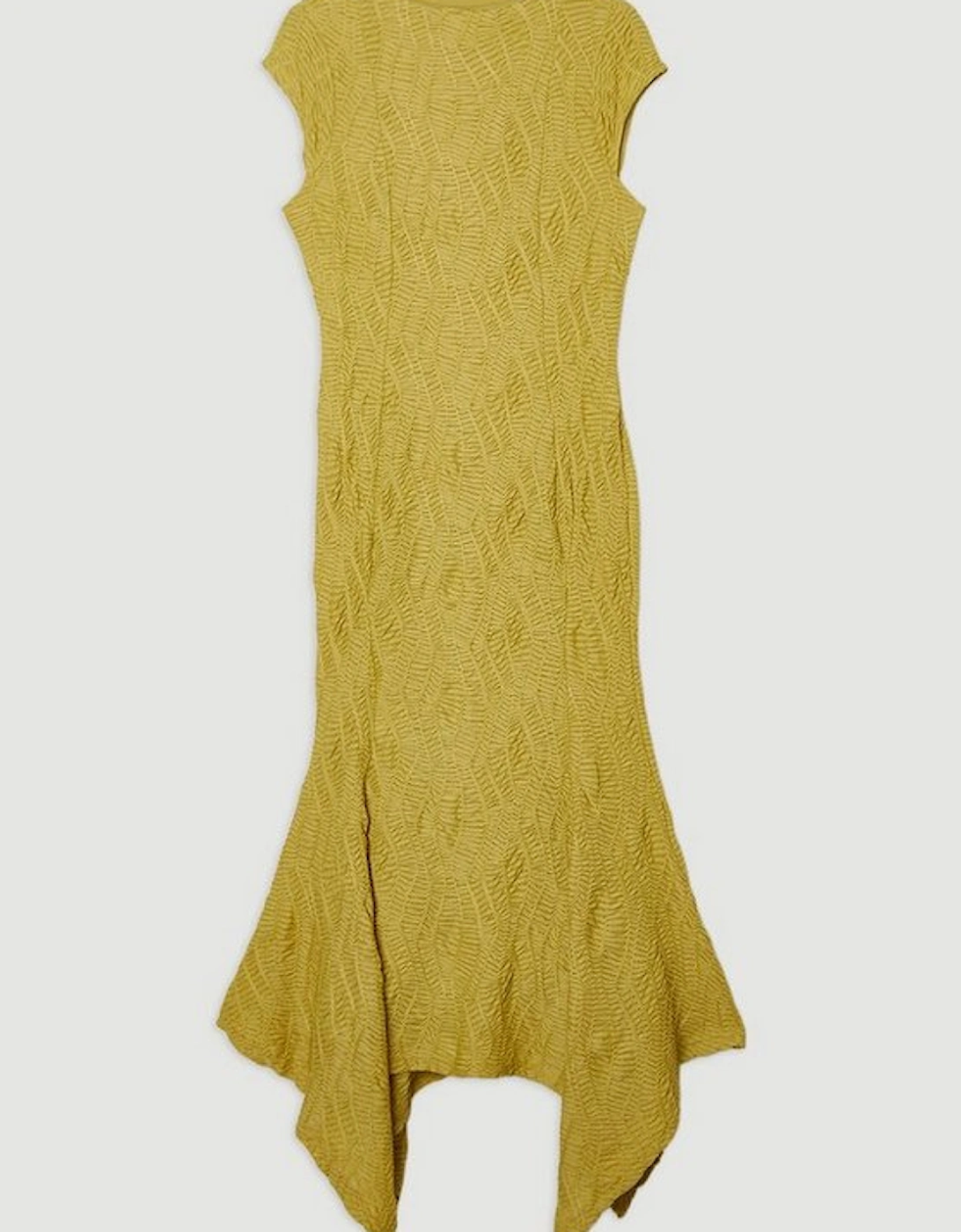 Textured Hanky Hem Short Sleeve Trim Detail Jersey Maxi Dress