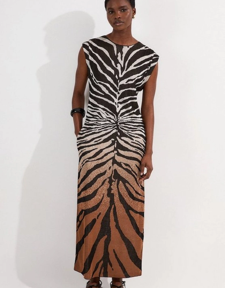 Jacquard Zebra Print Slinky Maxi Dress