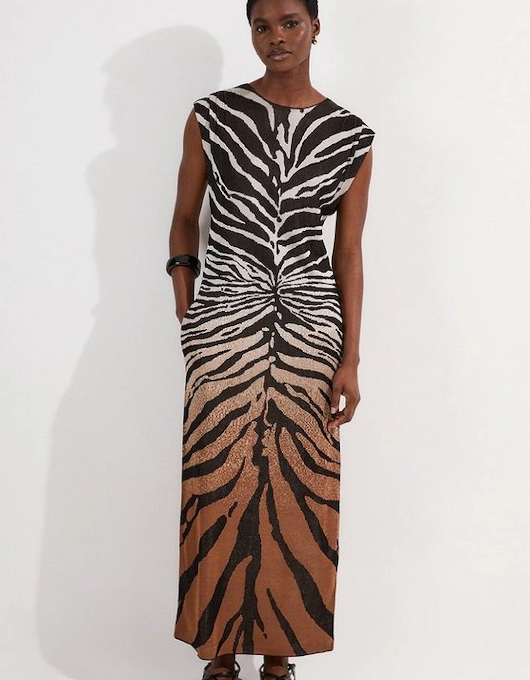 Jacquard Zebra Print Slinky Maxi Dress, 2 of 1