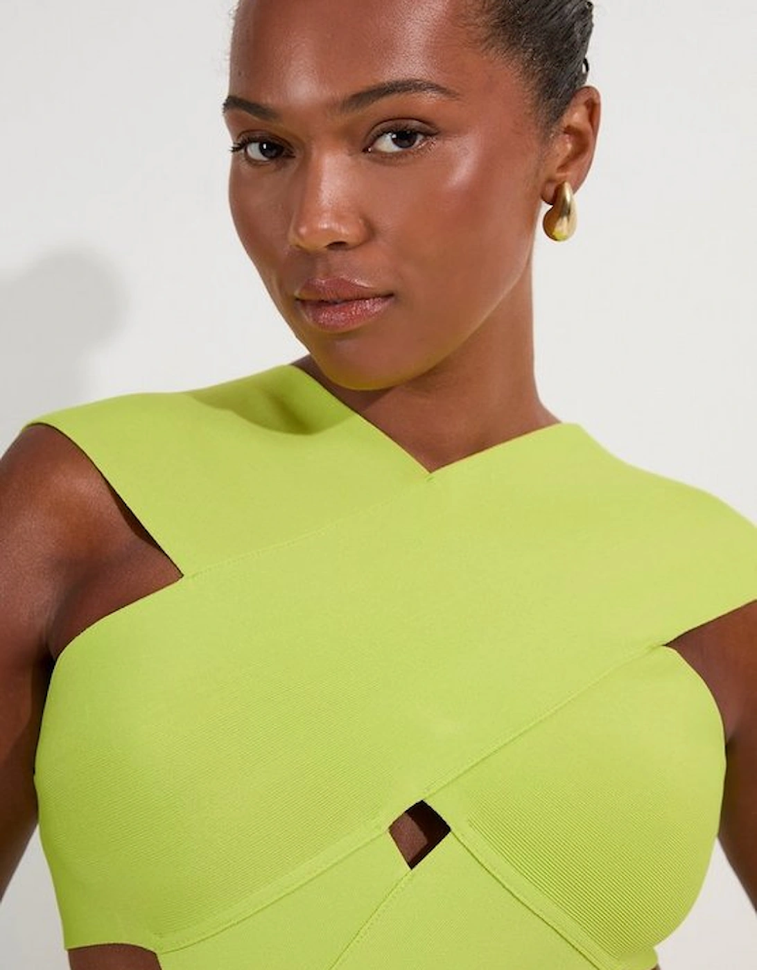 Plus Size Bandage Textured Cross Front Swimsuit
