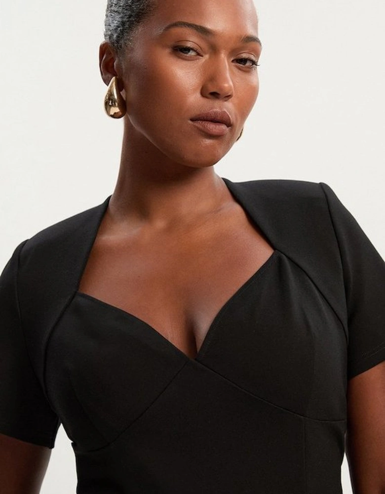 Plus Size Ponte Short Sleeve Sweetheart Neckline Bodysuit