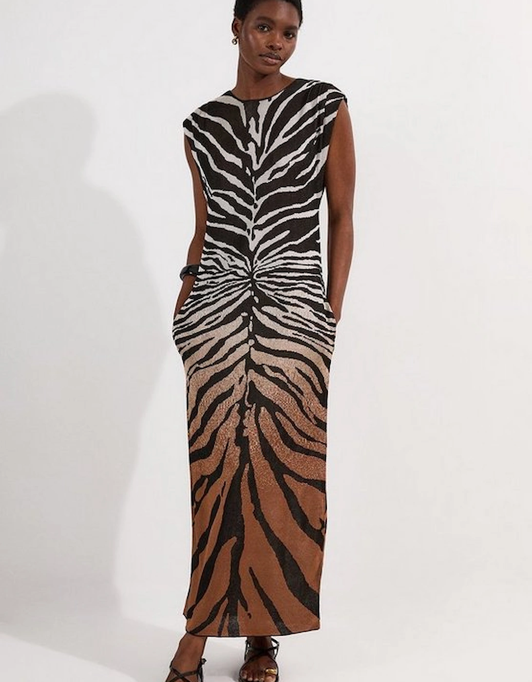 Petite Jacquard Zebra Print Slinky Maxi Dress, 2 of 1