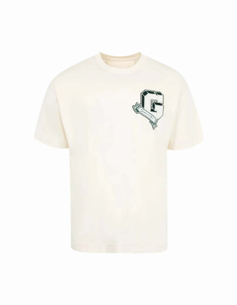 Monogram College Embroidered Logo T-Shirt in White
