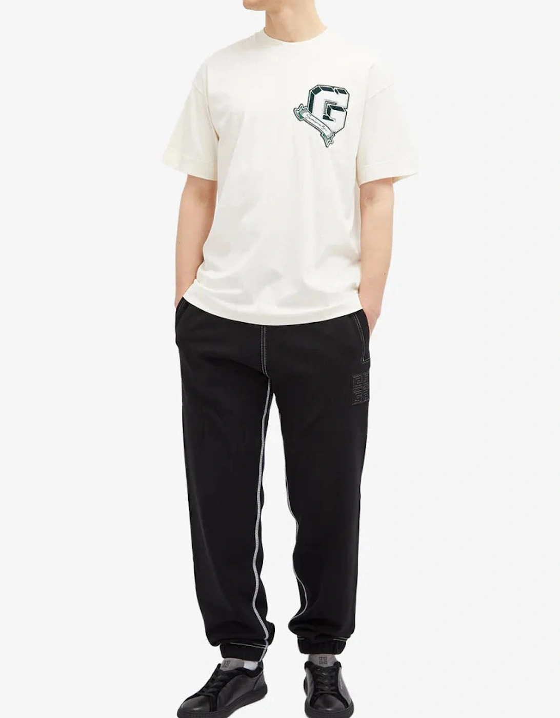Monogram College Embroidered Logo T-Shirt in White