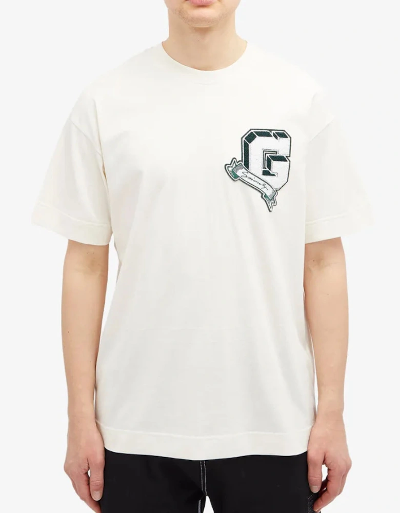 Monogram College Embroidered Logo T-Shirt in White