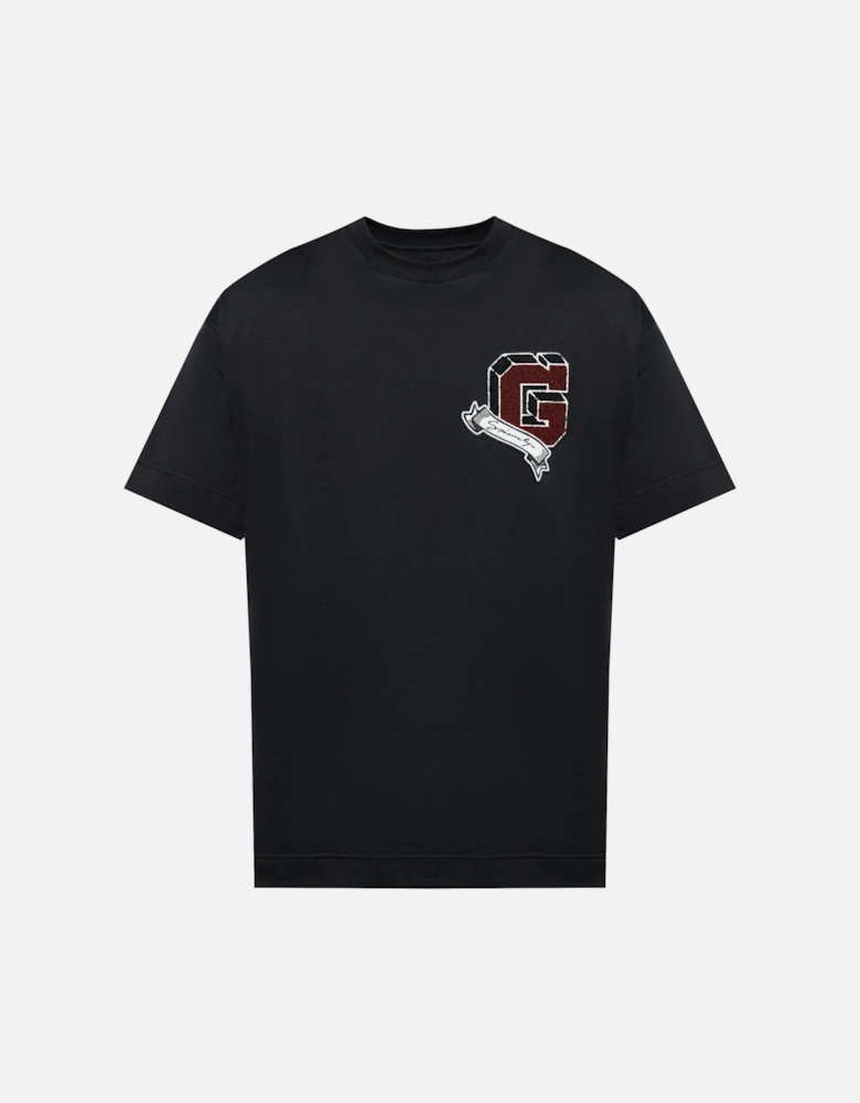 Monogram College Embroidered Logo T-Shirt in Black