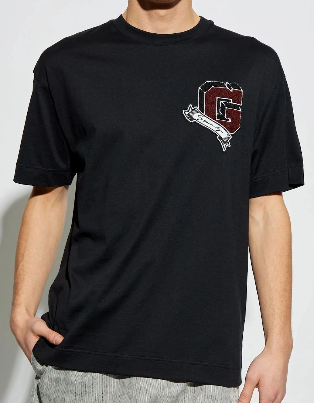 Monogram College Embroidered Logo T-Shirt in Black