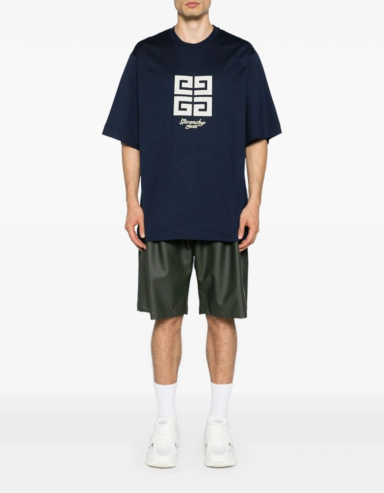 4G 1952 Embroidered Logo Oversized T-Shirt in Medium Blue