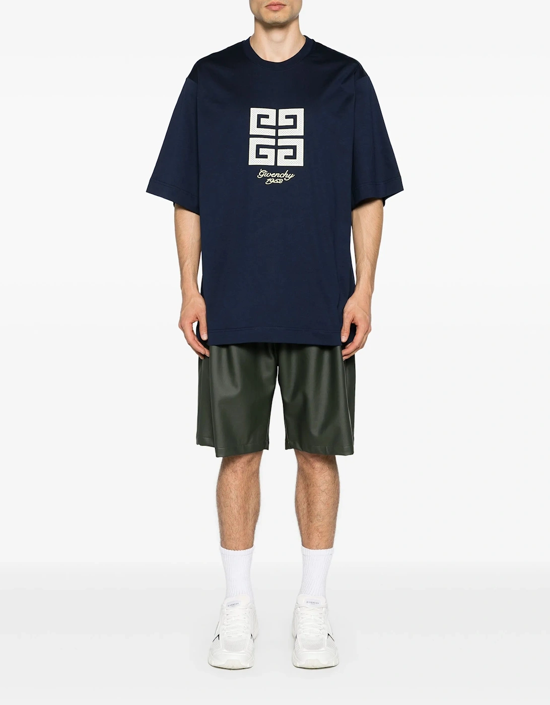4G 1952 Embroidered Logo Oversized T-Shirt in Medium Blue