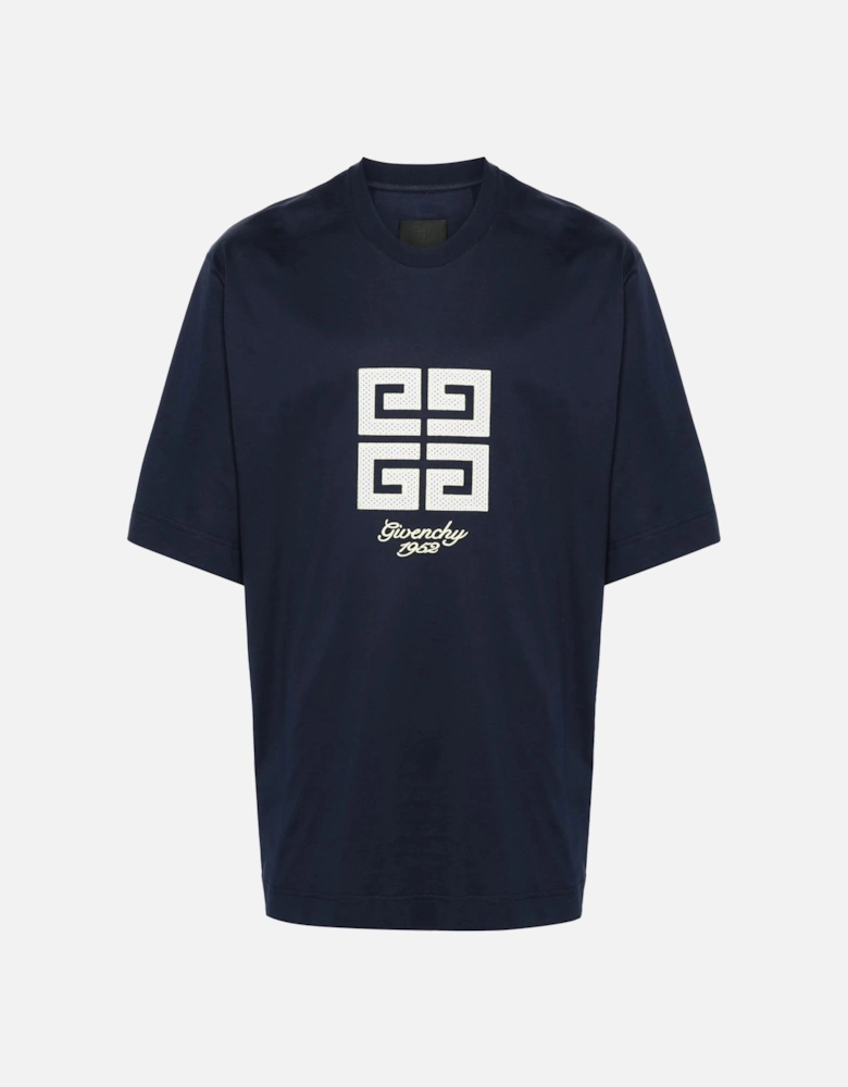 4G 1952 Embroidered Logo Oversized T-Shirt in Medium Blue