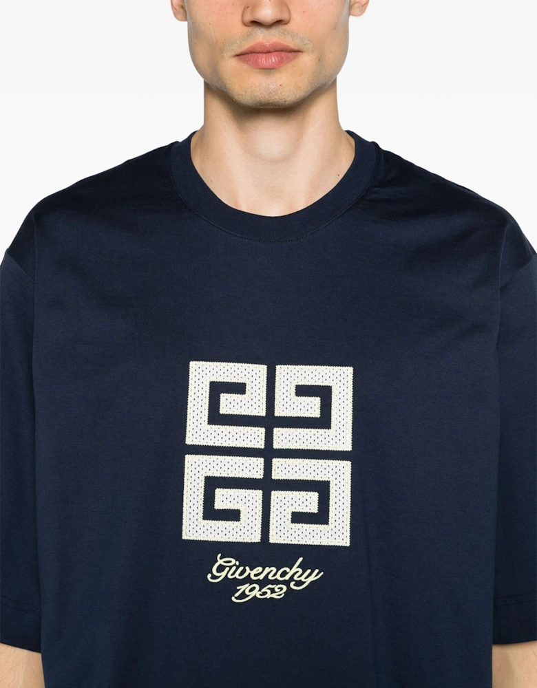 4G 1952 Embroidered Logo Oversized T-Shirt in Medium Blue