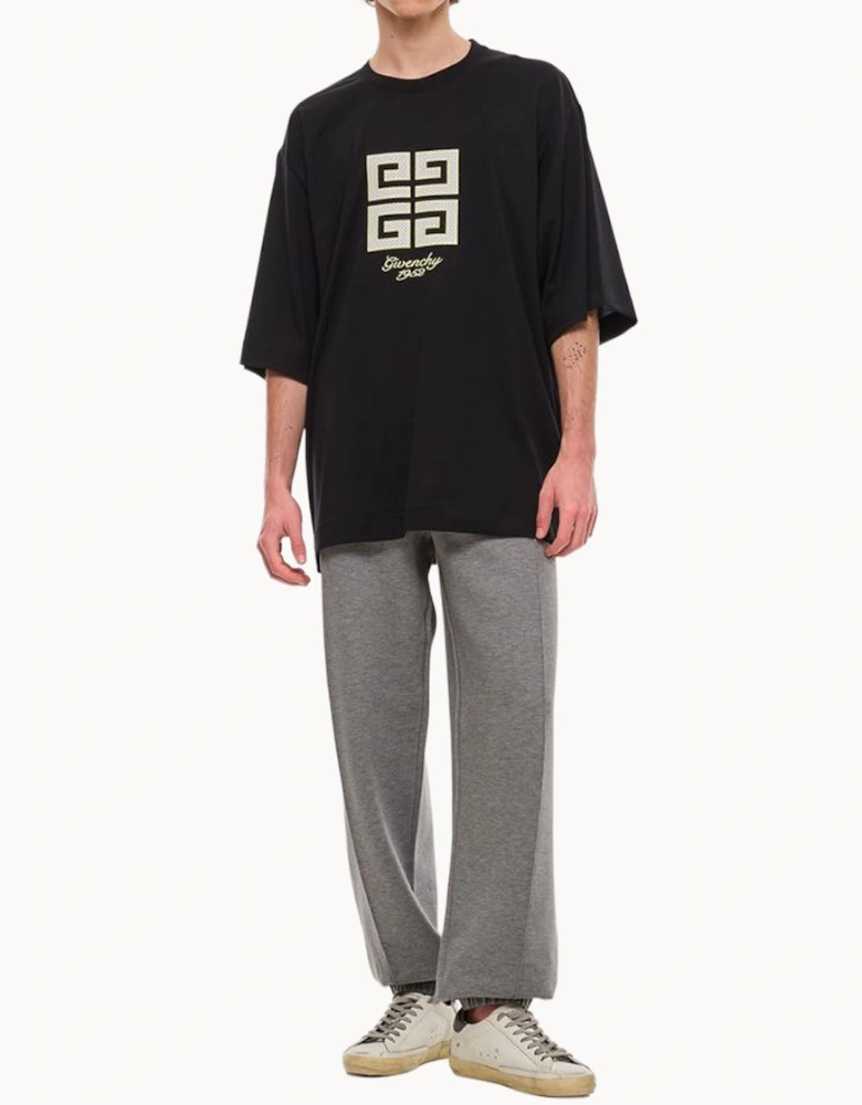 4G 1952 Embroidered Logo Oversized T-Shirt in Black