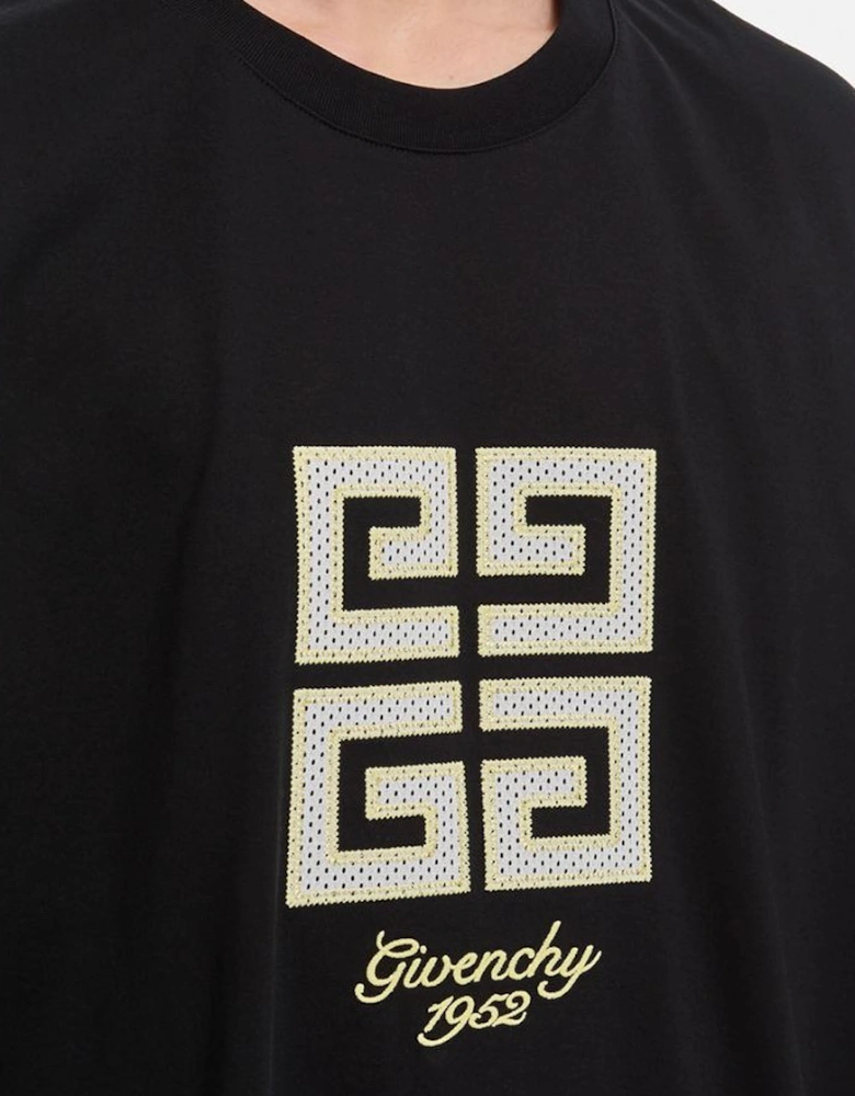4G 1952 Embroidered Logo Oversized T-Shirt in Black