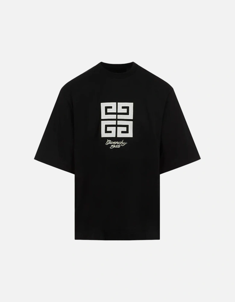 4G 1952 Embroidered Logo Oversized T-Shirt in Black