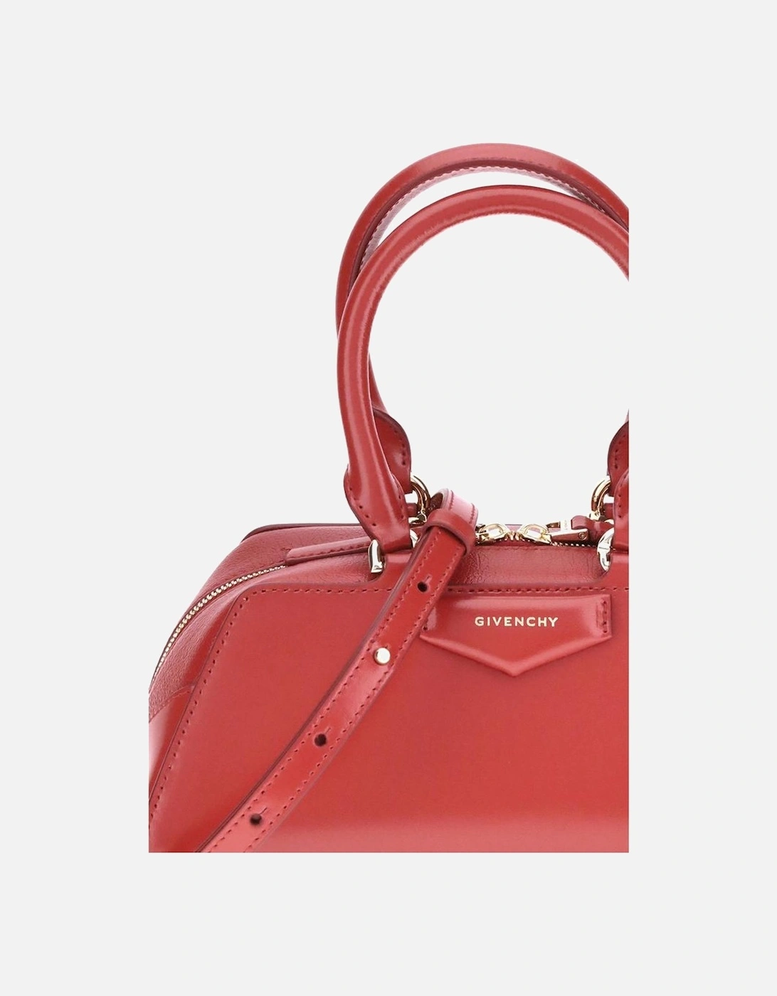 Mini Handbag with Adjustable Strap and Gold Details Women - Red