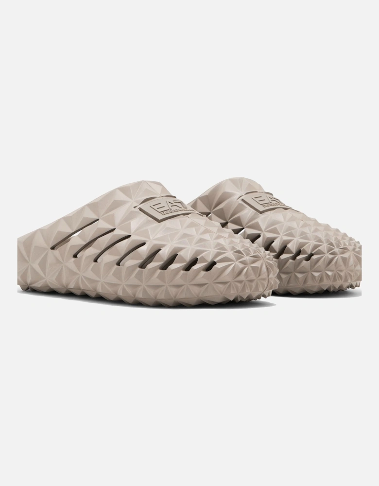Emporio Armani Three Dimensional Geometric Motif Slides Beige