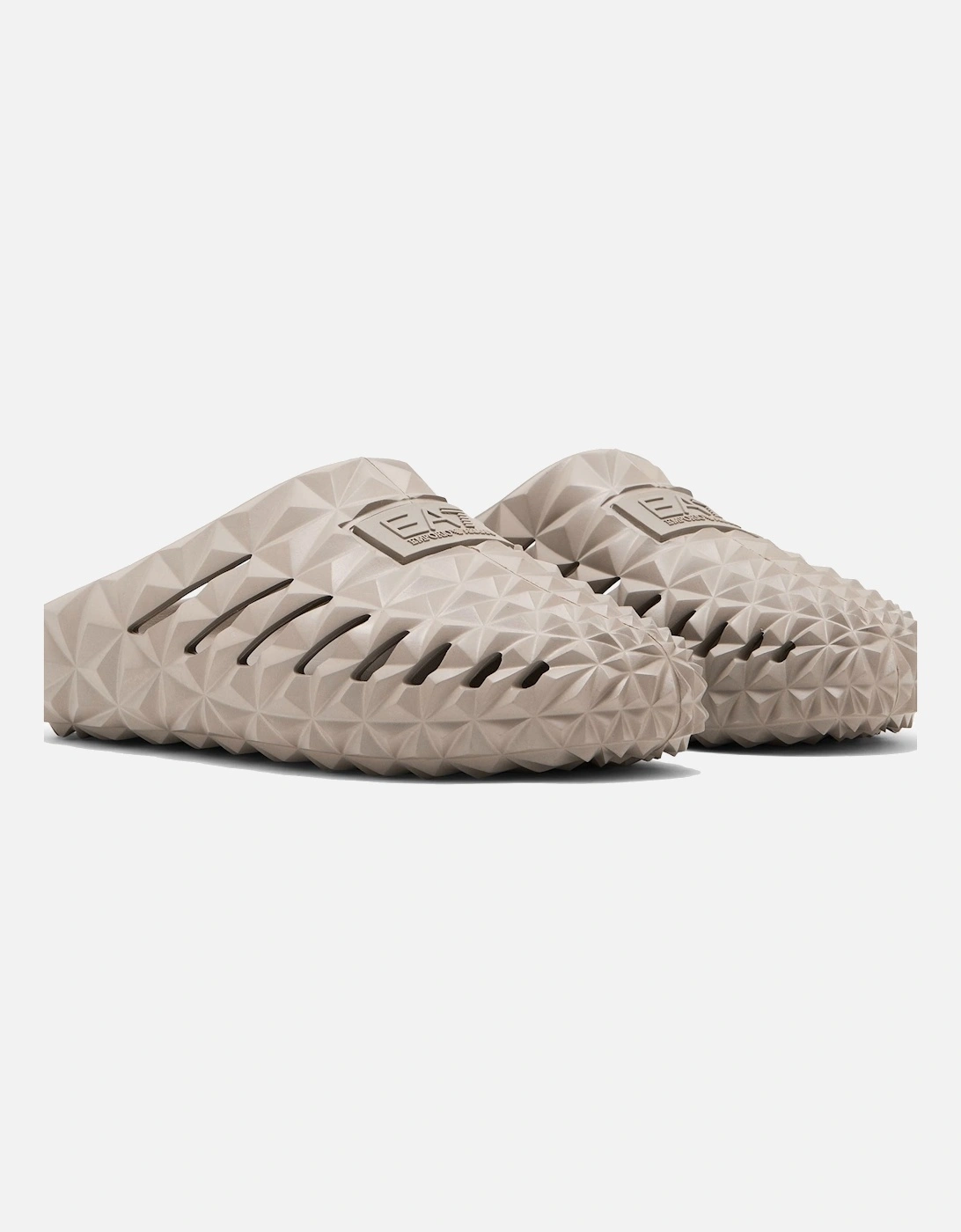 Emporio Armani Three Dimensional Geometric Motif Slides Beige