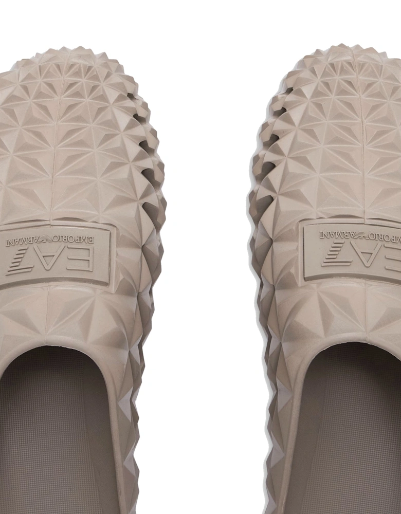 Emporio Armani Three Dimensional Geometric Motif Slides Beige