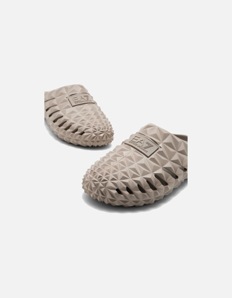Emporio Armani Three Dimensional Geometric Motif Slides Beige